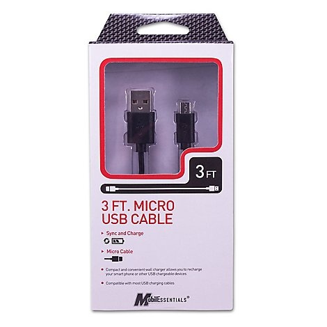 slide 1 of 1, 3 Micro Sync & Charge Cable - EA, 1 ct