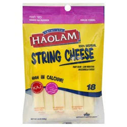 Haolam Part Skim Low Moisture Mozzarella String Cheese - 18 Each