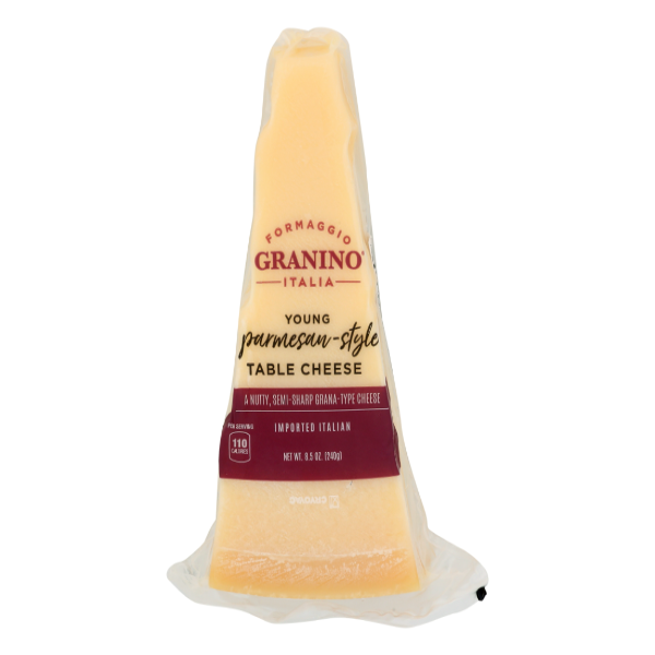 slide 1 of 1, DeLallo Granino Young Parmesan Style Table Cheese, 8.5 oz
