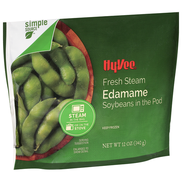 slide 1 of 1, Hy-vee Steam Quick, Edamame Soybeans In The Pod, 12 oz