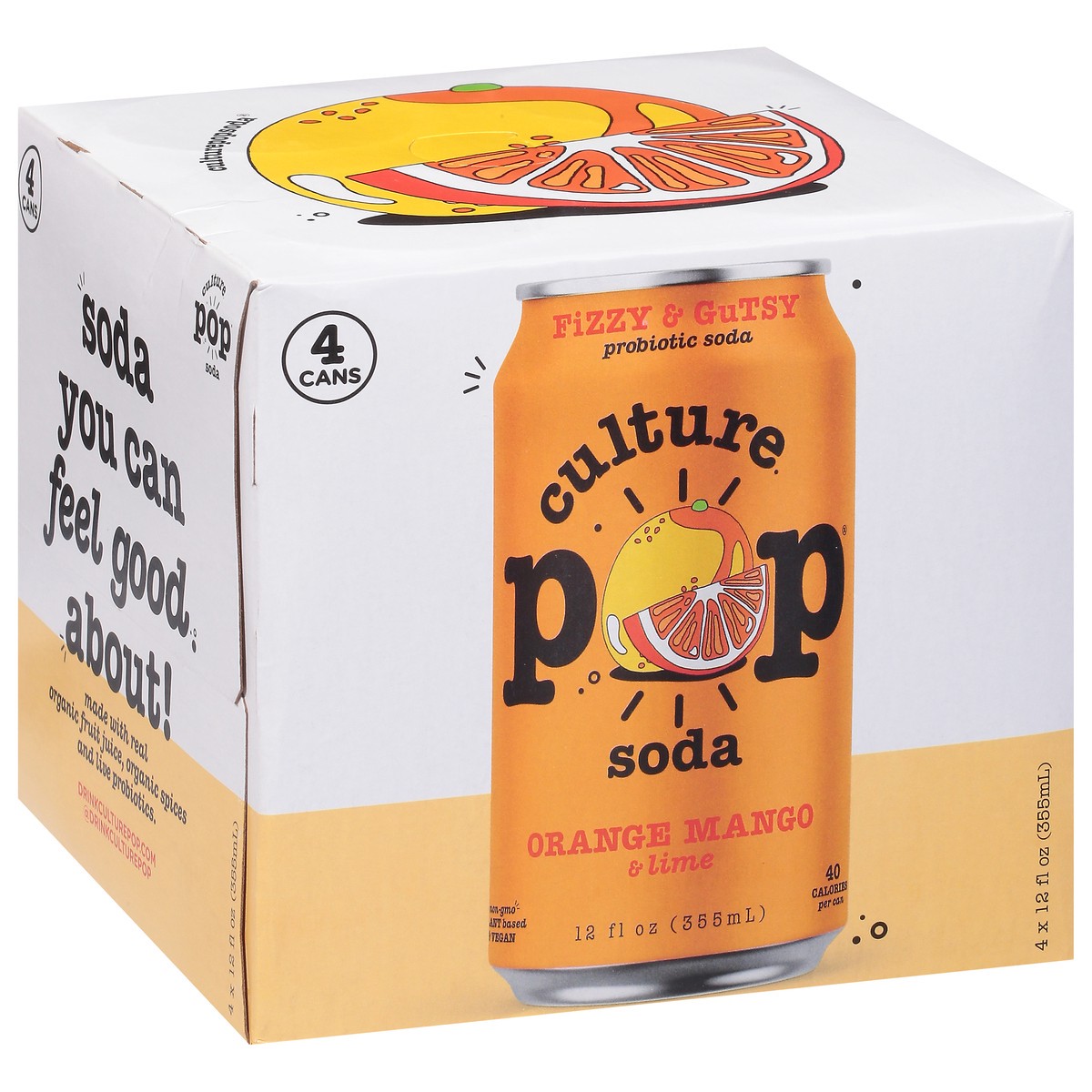 slide 3 of 9, Culture Pop Orange Mango & Lime Probiotic Soda - 4 ct, 4 ct; 12 oz