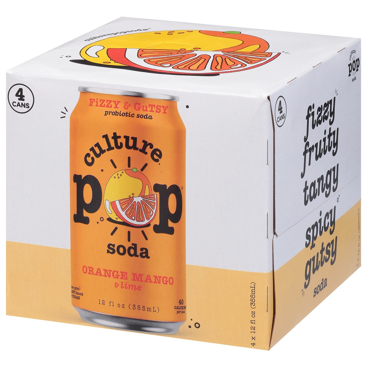 slide 5 of 9, Culture Pop Orange Mango & Lime Probiotic Soda - 4 ct, 4 ct; 12 oz