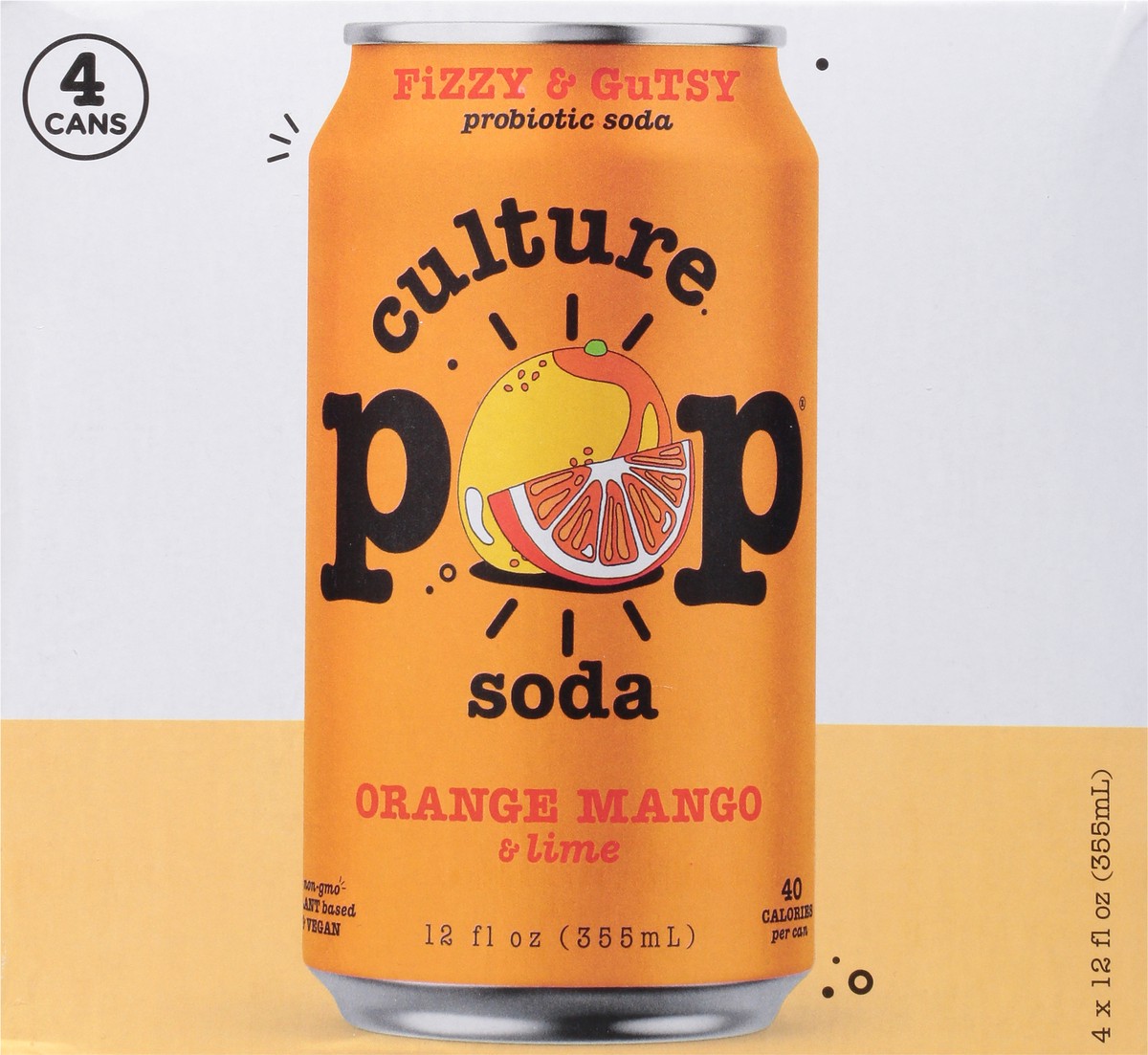 slide 6 of 9, Culture Pop Orange Mango & Lime Probiotic Soda - 4 ct, 4 ct; 12 oz