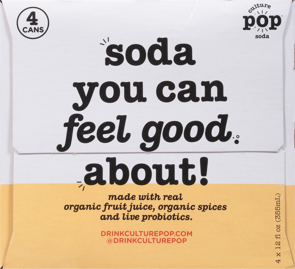 slide 4 of 9, Culture Pop Orange Mango & Lime Probiotic Soda - 4 ct, 4 ct; 12 oz