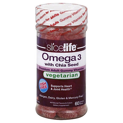 slide 1 of 1, Slice of Life Omega 3 With Chia Seed Adult Gummy Slices, 60 ct