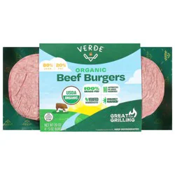 Verde Organic Beef Burgers 80%/20% Gluten-Free 4 - 5 oz Each