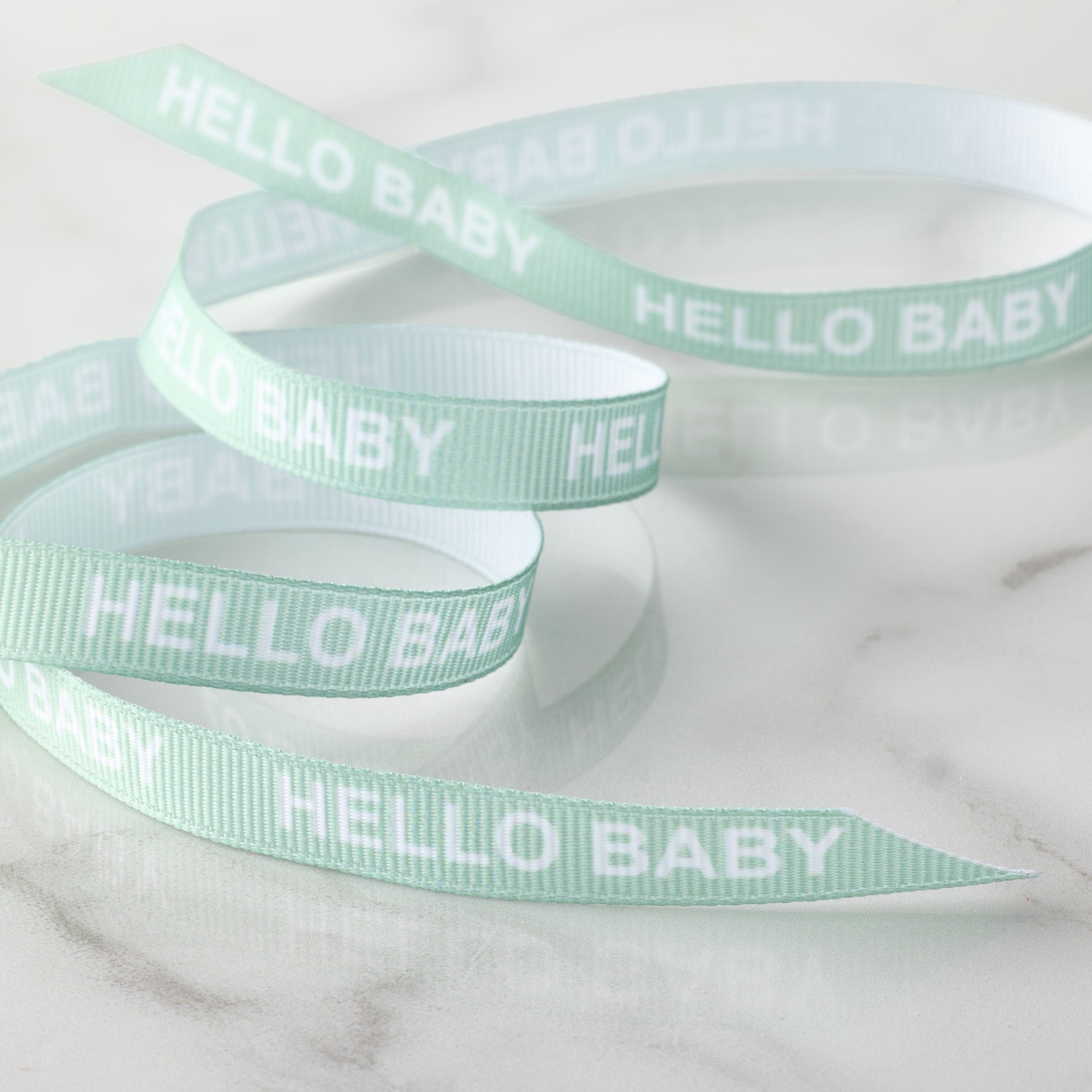 slide 2 of 2, 3/8" X 7yd. Sage Hello Baby Grosgrain Ribbon By Celebrate It Classic, 3/8 in x 7 yd