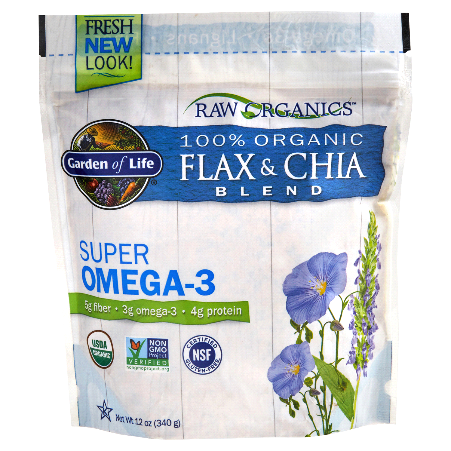 slide 1 of 2, Garden of Life Flax & Chia Blend, 340 gram