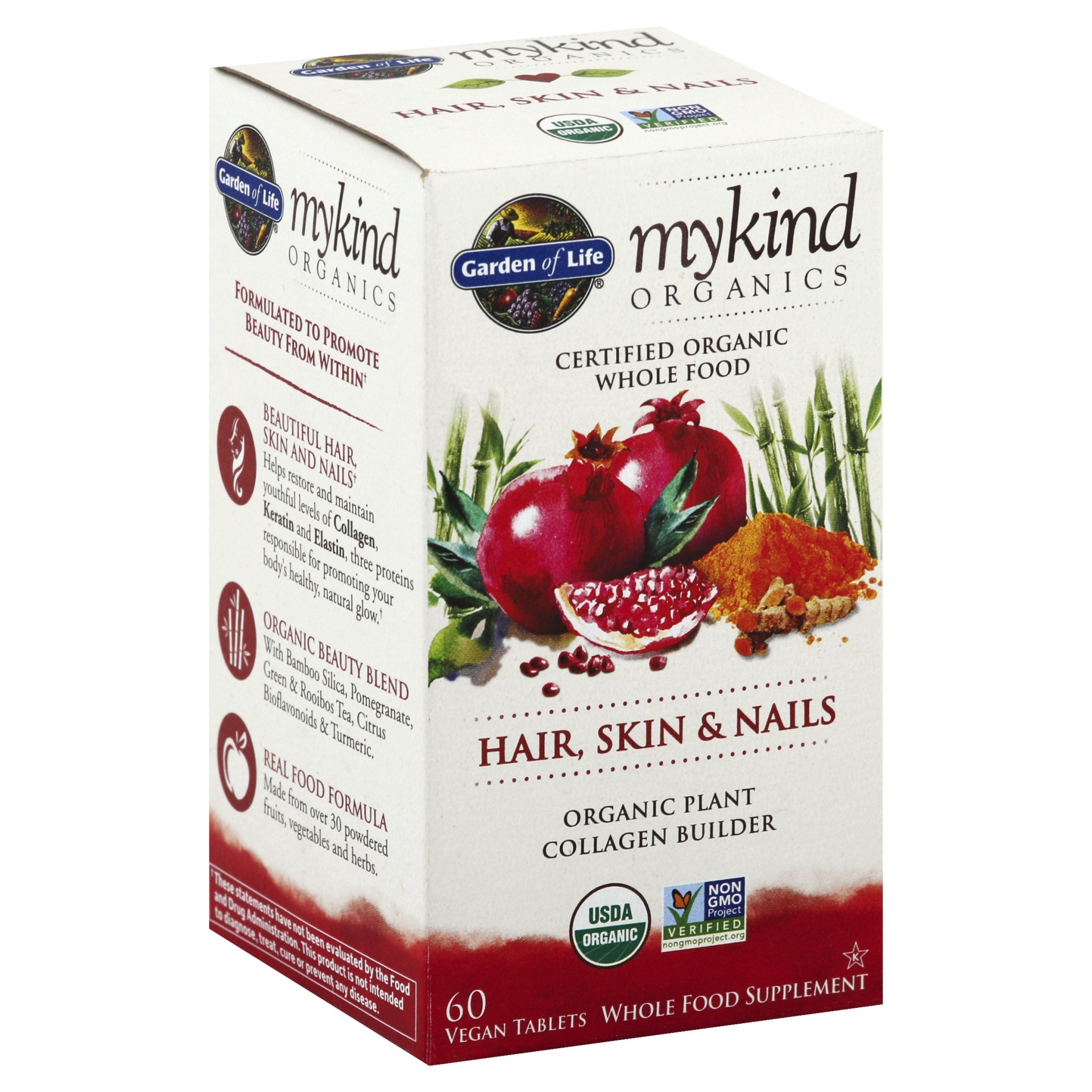 slide 1 of 3, Garden of Life Mykind Organics Hair, Skin & Nails Dietary Supplement Tablets, 60 ct