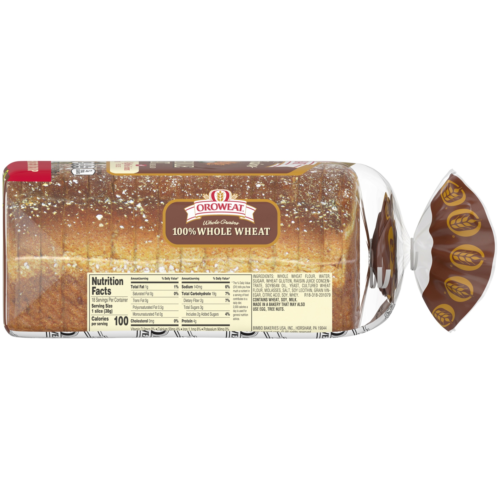 slide 3 of 9, Oroweat Whole Grains 100% Whole Wheat Bread, Twin Pack, 48 oz, 2 ct