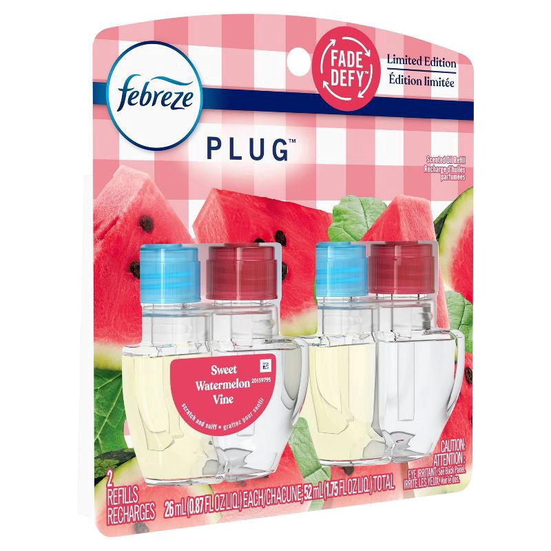 slide 6 of 12, Febreze Plug Dual Refill Air Freshener Sweet Watermelon Vine - 2ct, 2 ct