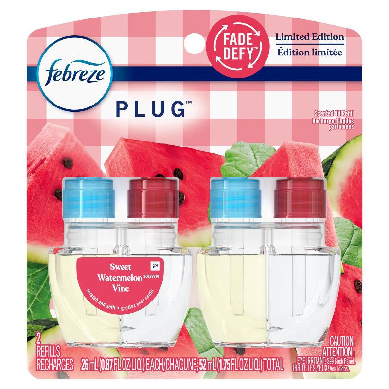 slide 11 of 12, Febreze Plug Dual Refill Air Freshener Sweet Watermelon Vine - 2ct, 2 ct