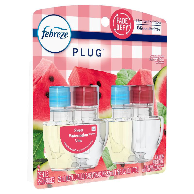 slide 10 of 12, Febreze Plug Dual Refill Air Freshener Sweet Watermelon Vine - 2ct, 2 ct