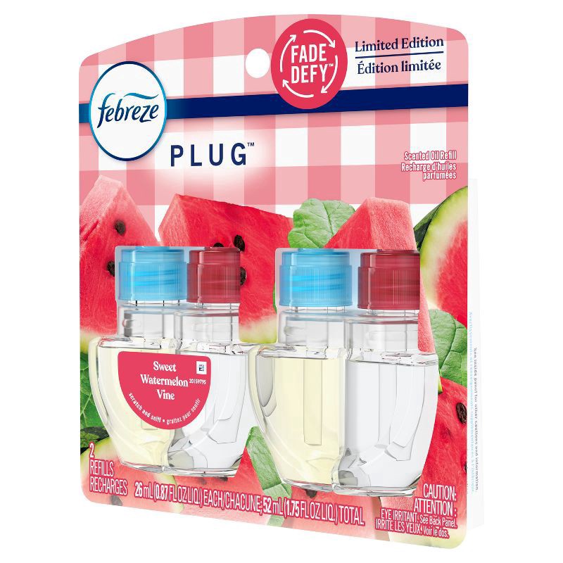slide 7 of 12, Febreze Plug Dual Refill Air Freshener Sweet Watermelon Vine - 2ct, 2 ct