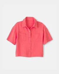 Oshkosh Girls Gauze Short-Sleeve Top - Pink - Size 10