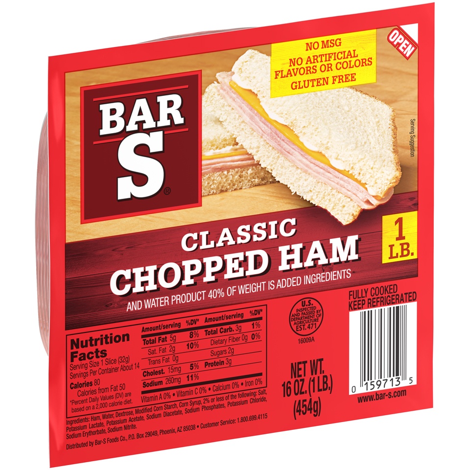 slide 4 of 7, Bar-S Classic Chopped Ham Age, 16 oz