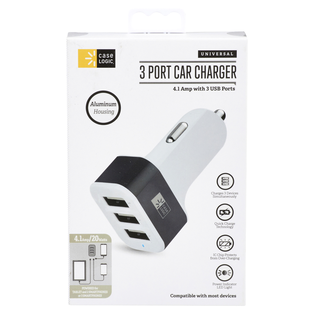 slide 1 of 1, Case Logic Universal 4.1AMP 3 Port Car Charger, car