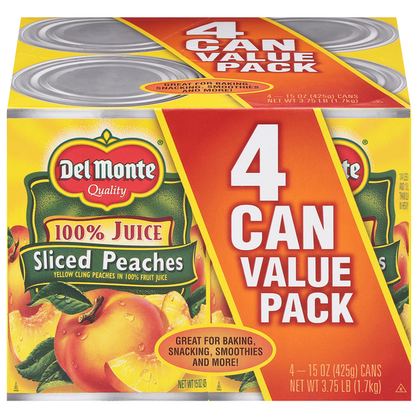 slide 1 of 1, Del Monte Sliced Peaches 100% Juice, 60 oz