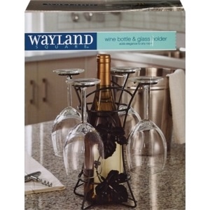 slide 1 of 1, Wayland Square Wine Bottle & Glass Golder, 1 ct