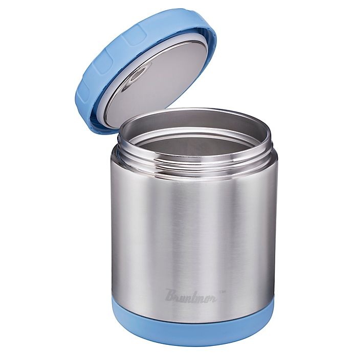 slide 3 of 4, Bruntmor Stainless Steel Insulated Round Food Container - Silver/Blue, 24 oz