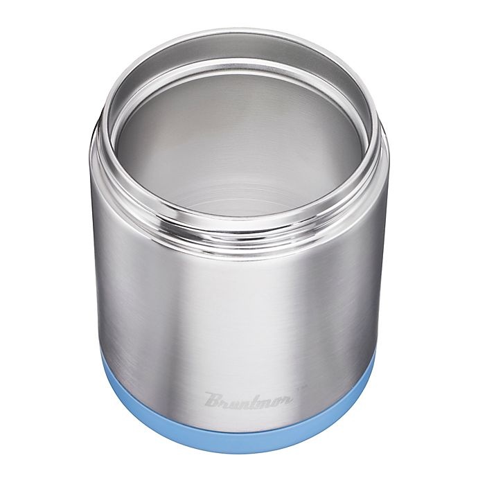 slide 4 of 4, Bruntmor Stainless Steel Insulated Round Food Container - Silver/Blue, 24 oz