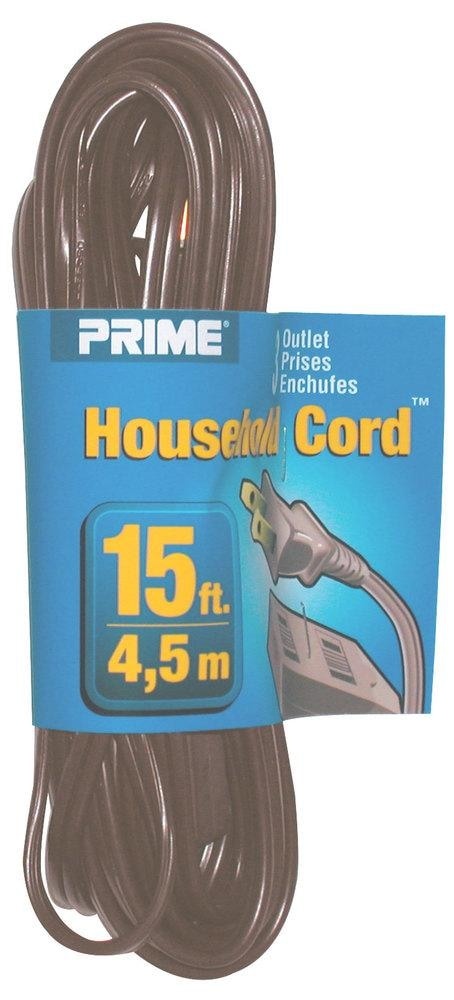 slide 1 of 1, Prime Wire 15 Foot Extension Cord, Brown, 15 ft