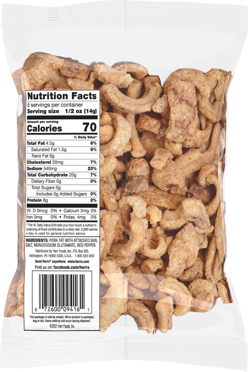 slide 8 of 11, Herr's Pork Cracklin Dippers Red Pepper Chicharrones 3 oz, 3 oz
