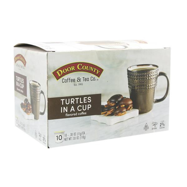 slide 1 of 1, Door County Coffee & Tea Co. Turtles In A Cup Single Serve Cups - 3.8 oz, 3.8 oz