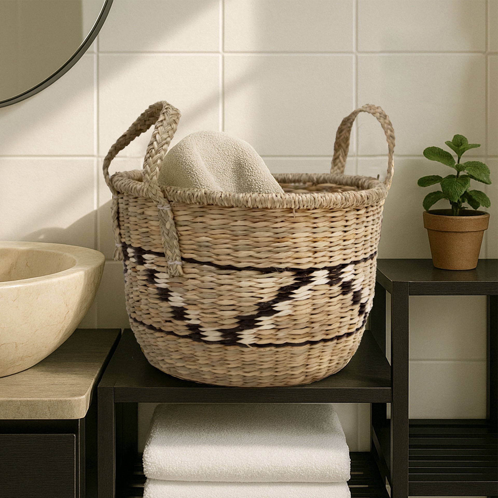 slide 5 of 5, 11.75" Natural Santa Fe Woven Seagrass Basket With Handles By Ashland, 11.75 in
