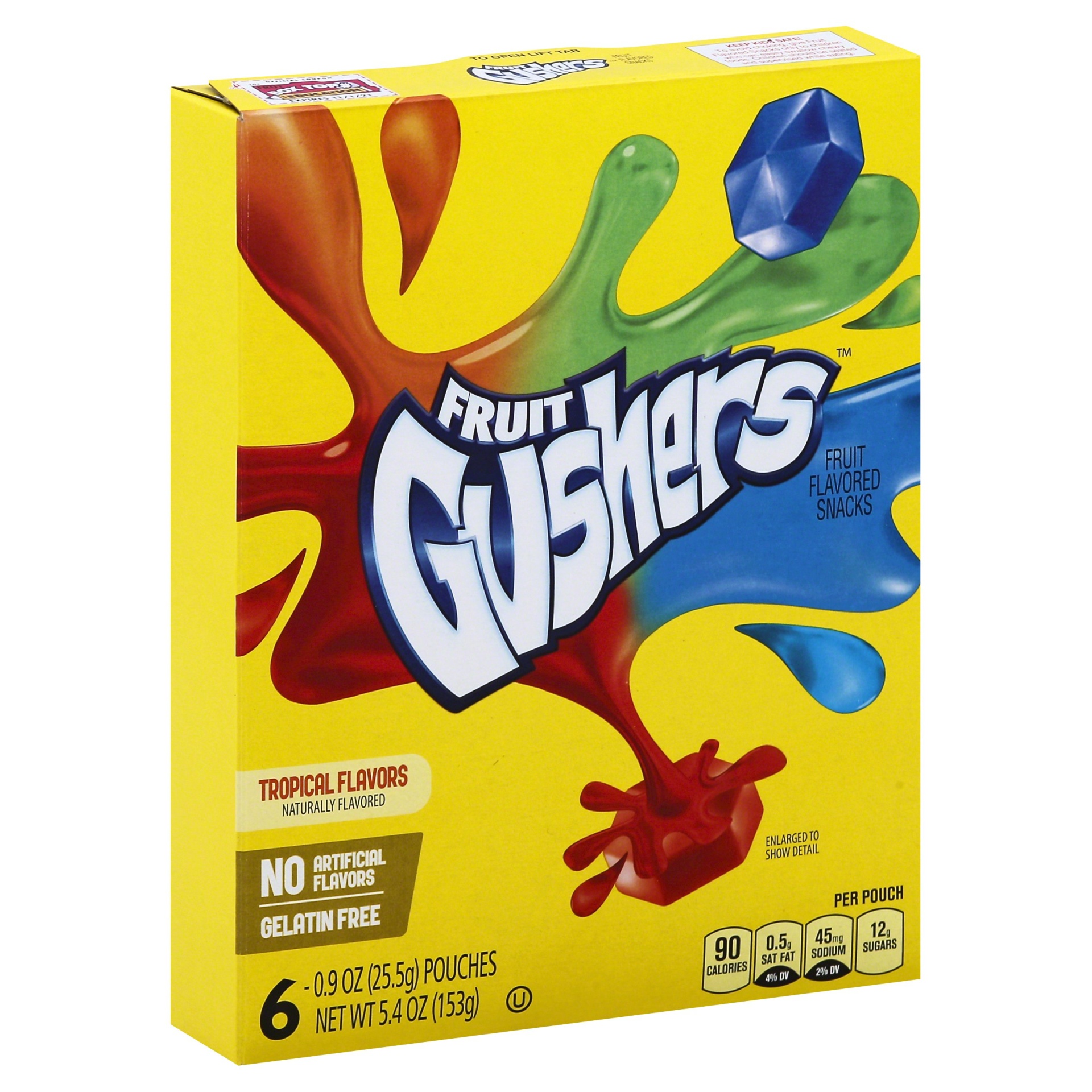 slide 1 of 1, Fruit Gushers Tropical Flavored Fruit Snacks, 6 ct