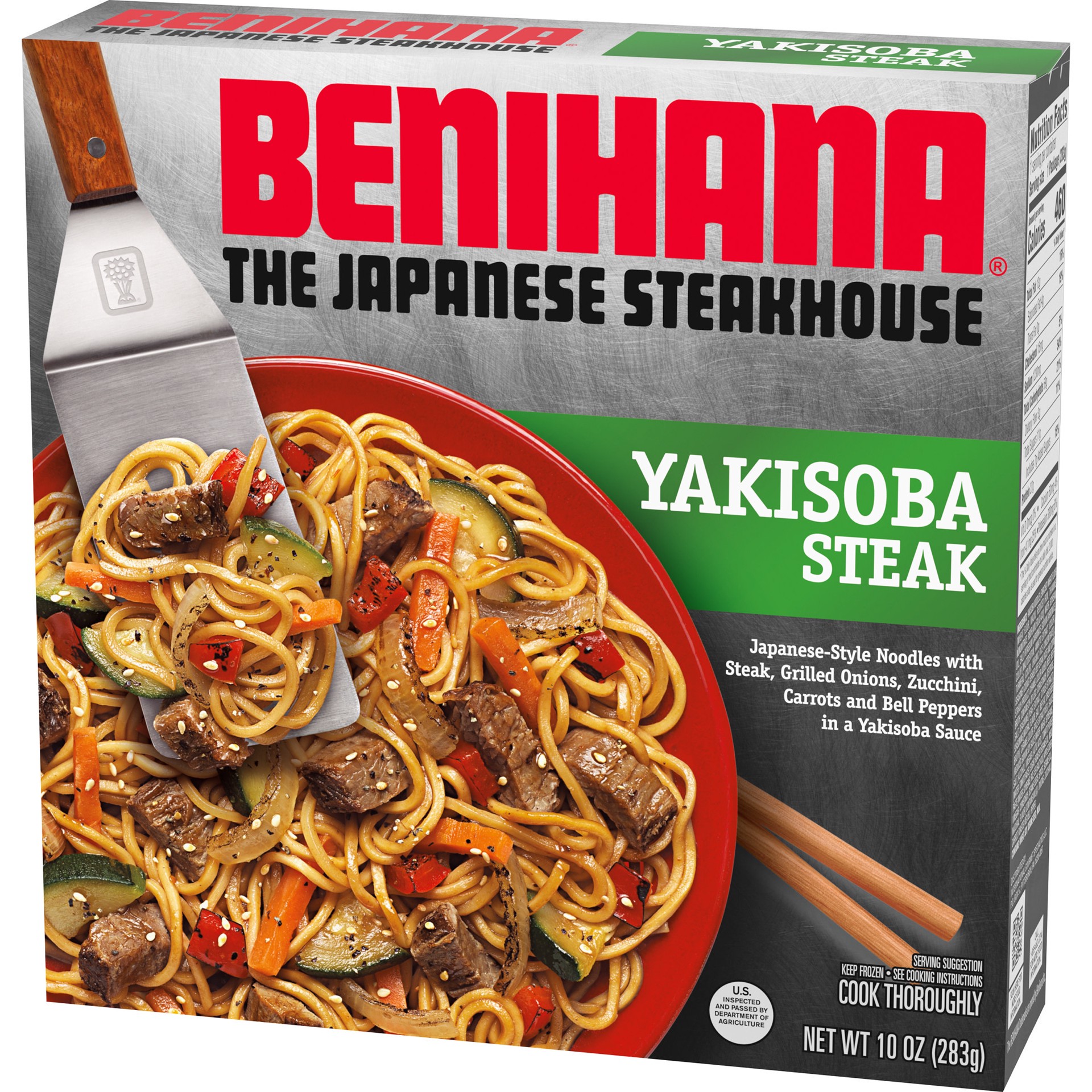 slide 3 of 5, Benihana The Japanese Steakhouse Yakisoba Steak Frozen Meal, 10 oz Box, 10 oz