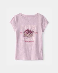 Oshkosh Girls Cherry Ruched Top - Purple, Size 14