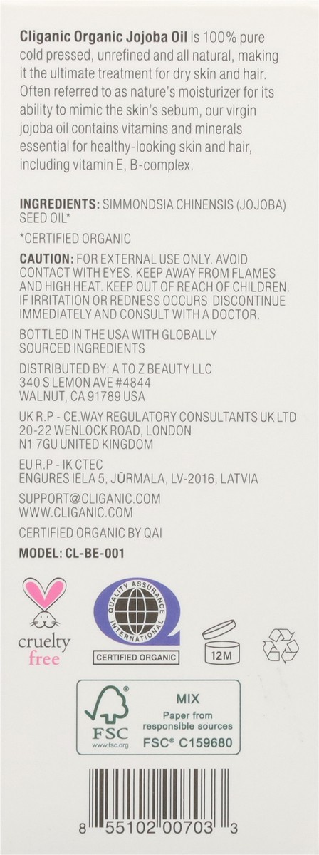 slide 9 of 13, Cliganic Jojoba Oil 4 fl oz, 4 fl oz