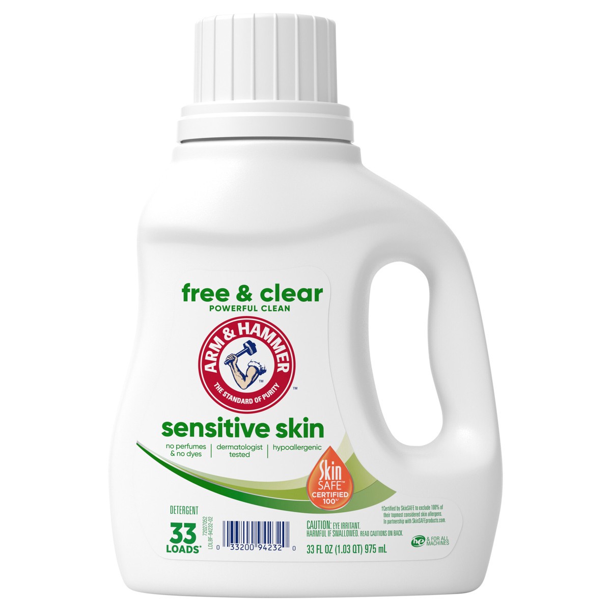 slide 1 of 1, ARM & HAMMER Sensitive Skin Free & Clear, 33 Loads Liquid Laundry Detergent, 33 Fl oz, 33 oz