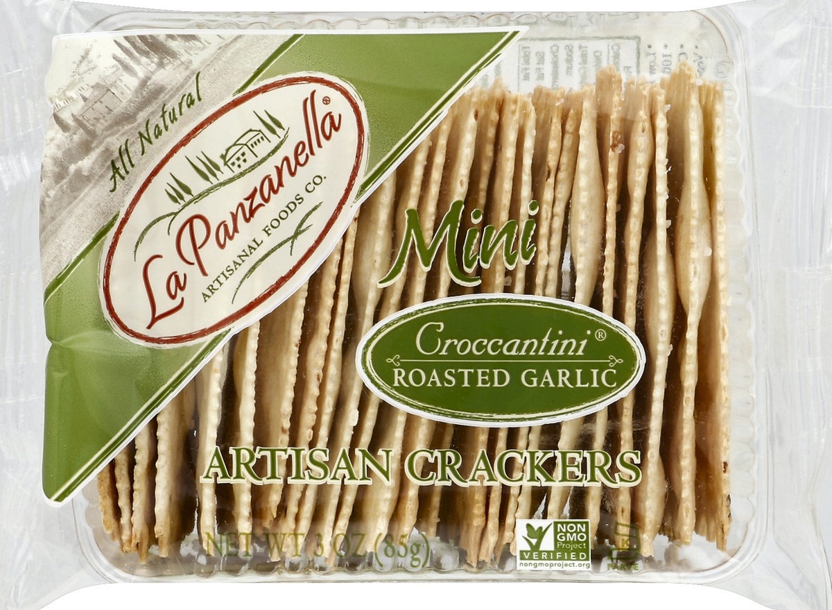 slide 5 of 5, La Panzanella Croccantini Roasted Garlic Artisan Crackers 3 oz, 3 oz