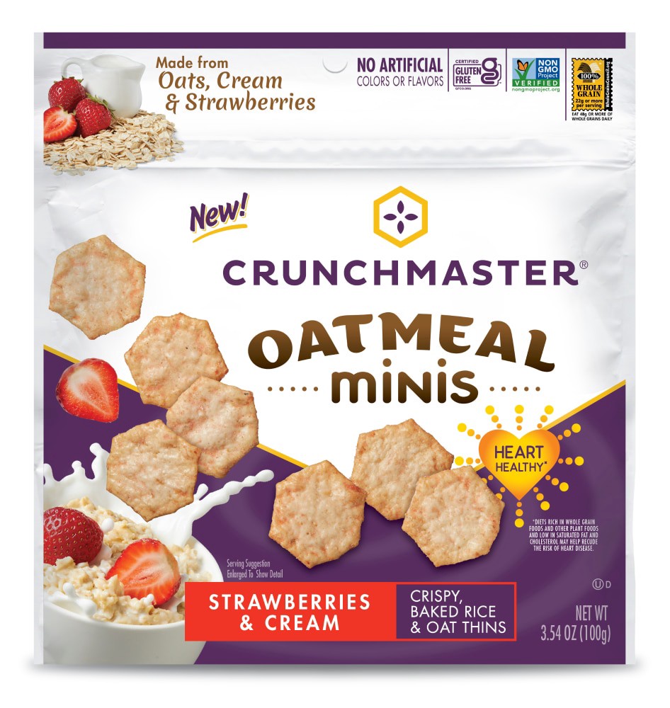 slide 1 of 1, Crunchmaster Oatmeal Minis Strawberries & Cream Crackers, 3.54 oz