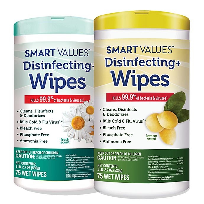 slide 3 of 3, Smart Values Disinfecting Wipes - Lemon Scent, 75 ct