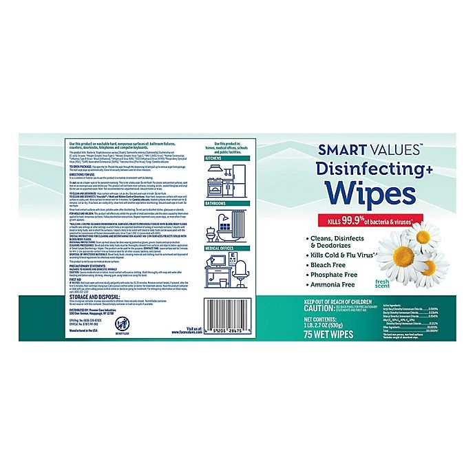 slide 4 of 4, Smart Values Disinfecting Wipes - Fresh Scent, 75 ct