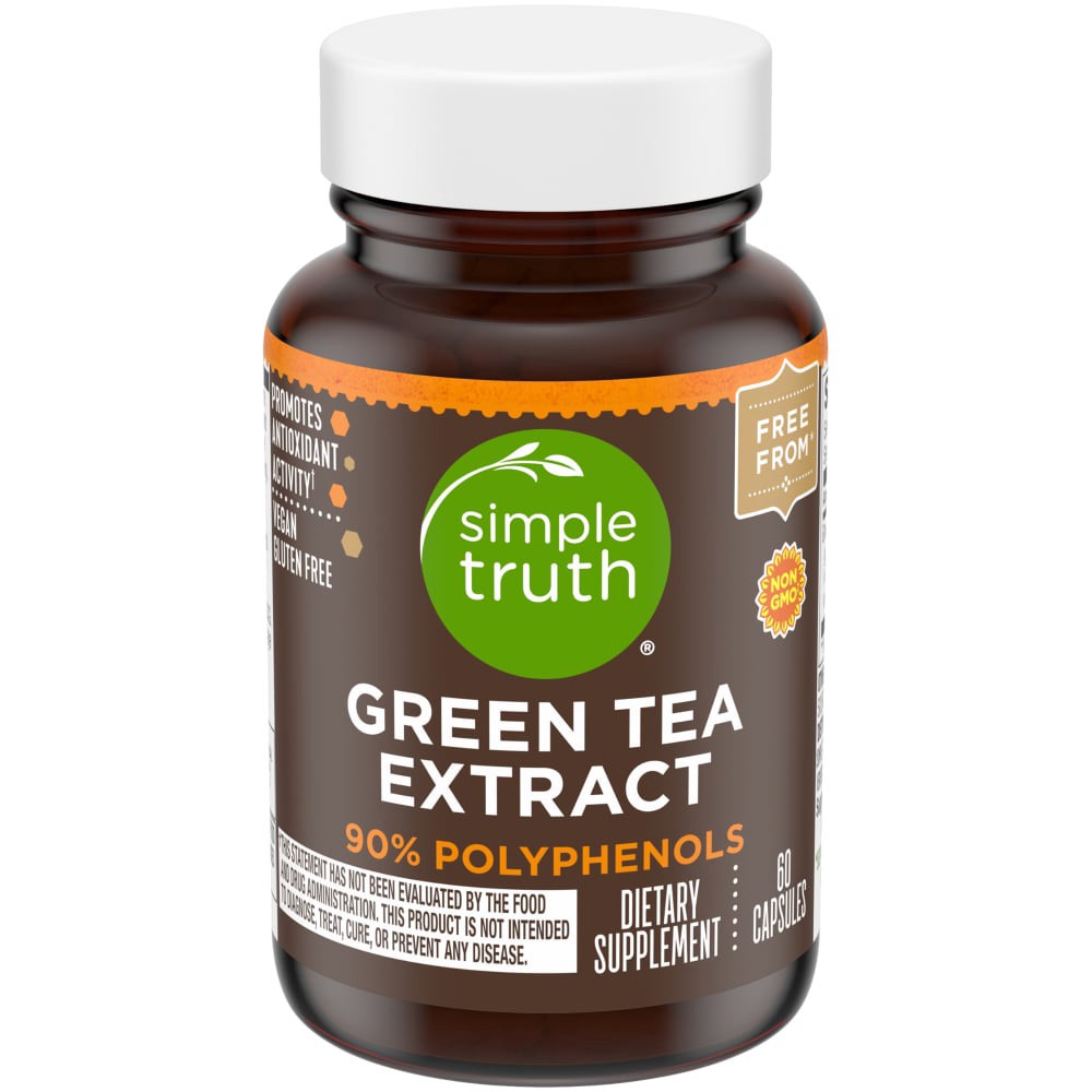 slide 1 of 4, Simple Truth Green Tea Extract Supplement Capsules, 60 ct