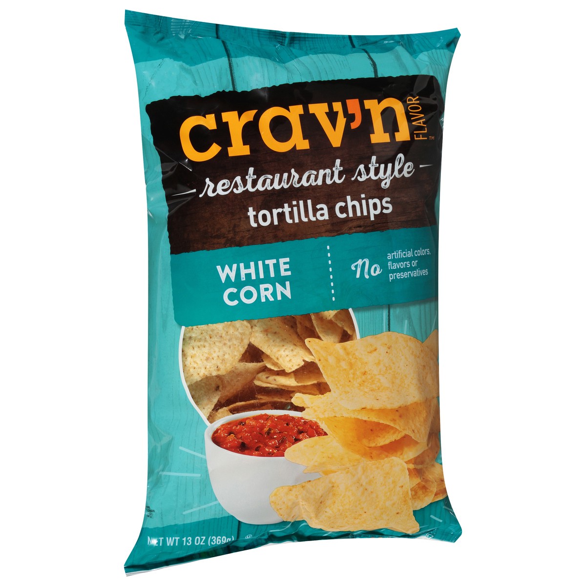 slide 2 of 9, Crav'n Flavor Restaurant Style White Corn Tortilla Chips 13 oz, 