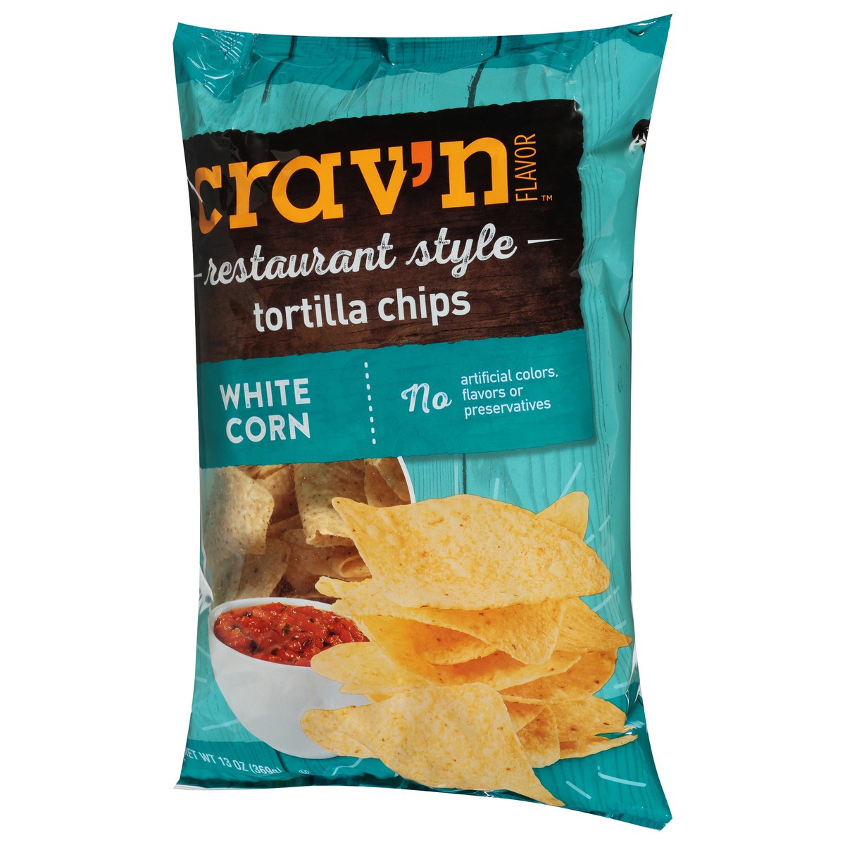 slide 3 of 9, Crav'n Flavor Restaurant Style White Corn Tortilla Chips 13 oz, 