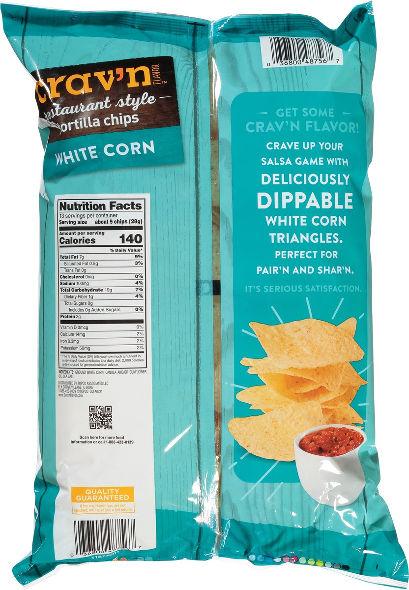 slide 5 of 9, Crav'n Flavor Restaurant Style White Corn Tortilla Chips 13 oz, 