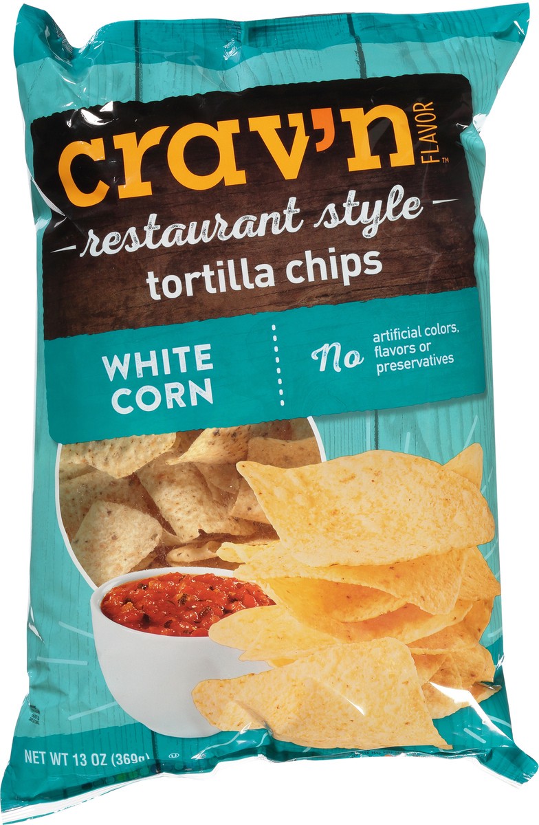 slide 6 of 9, Crav'n Flavor Restaurant Style White Corn Tortilla Chips 13 oz, 