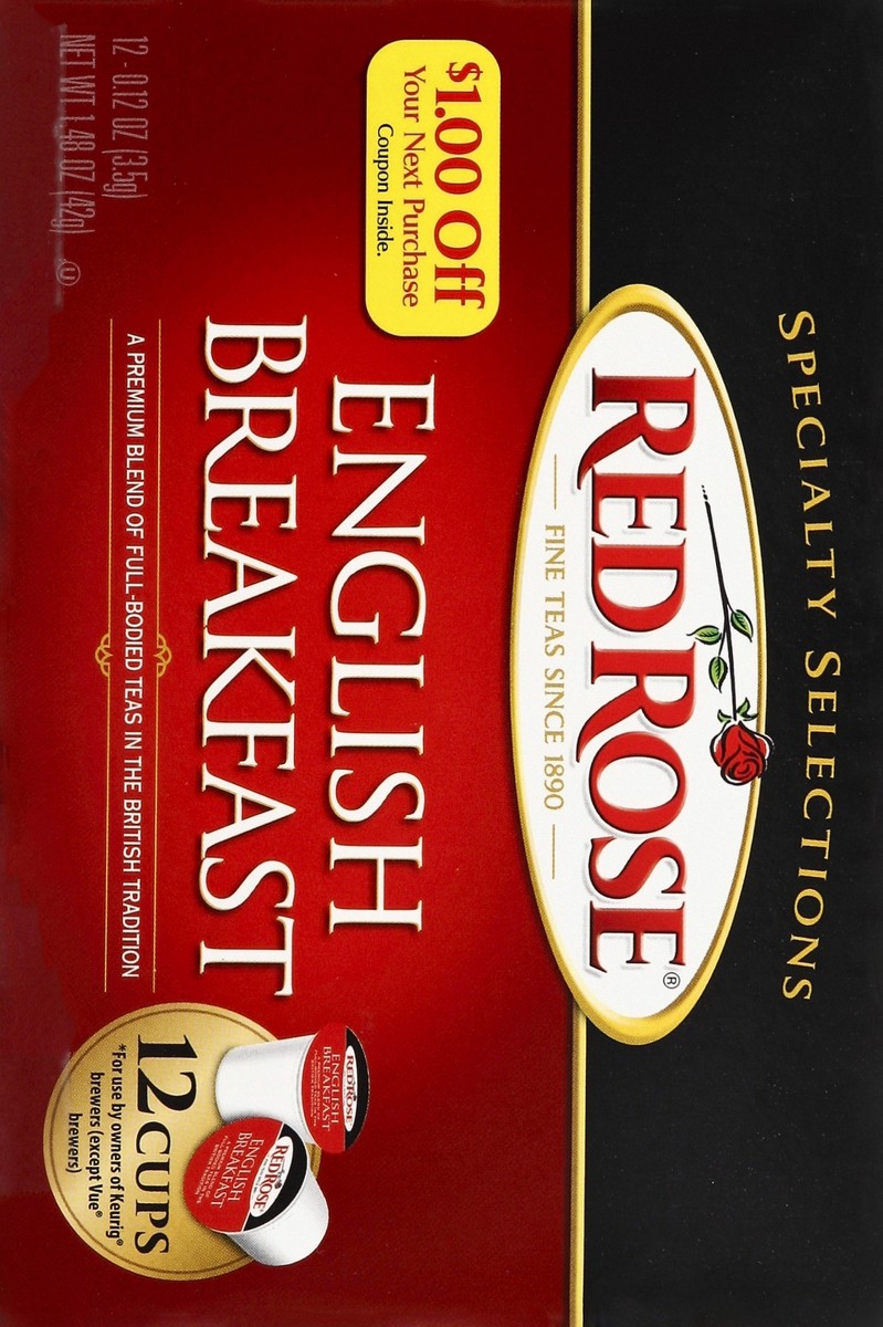 slide 5 of 5, Red Rose Tea English Breakfast Tea K-Cups - 12 ct, 12 ct