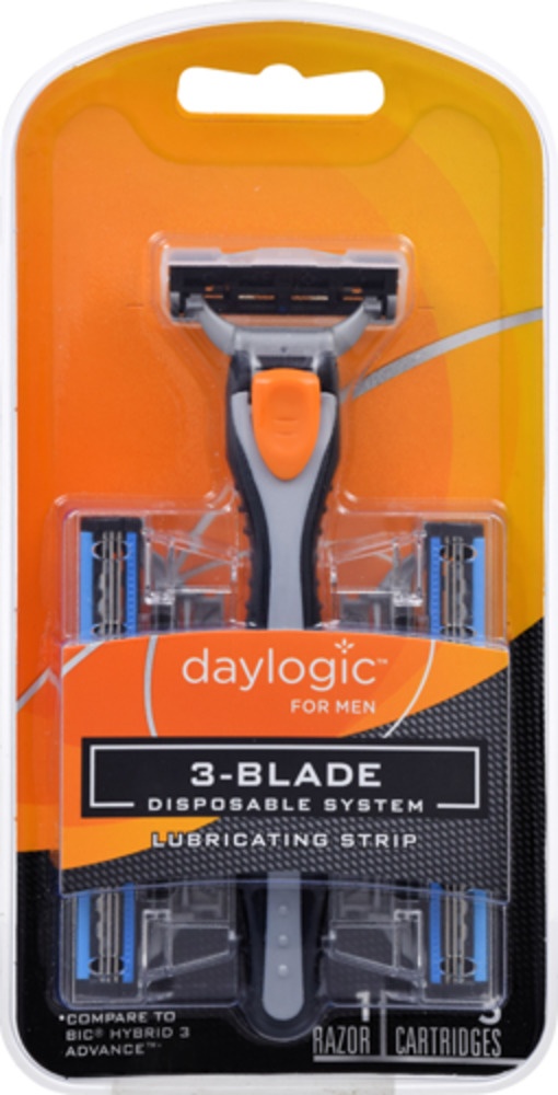 slide 1 of 1, Daylogic for Men 3-Blade Disposable System, 5 ct