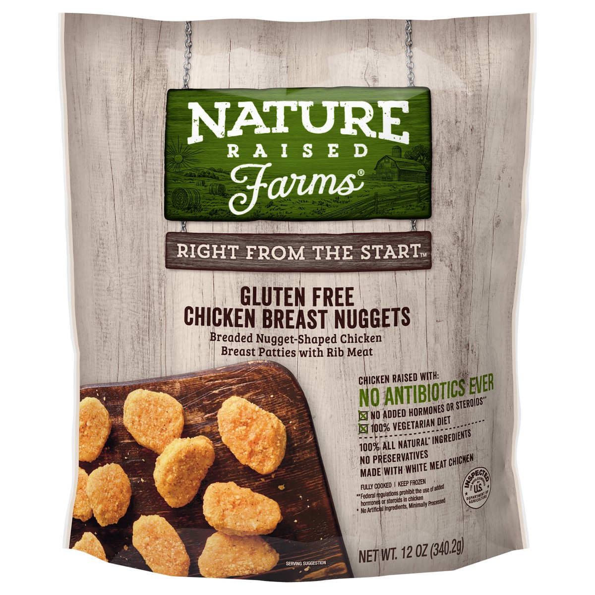 slide 1 of 10, NATURE RAISED NatureRaised Farms Gluten-Free Breaded Chicken Breast Nuggets, 12 oz. (Frozen), 340.19 g