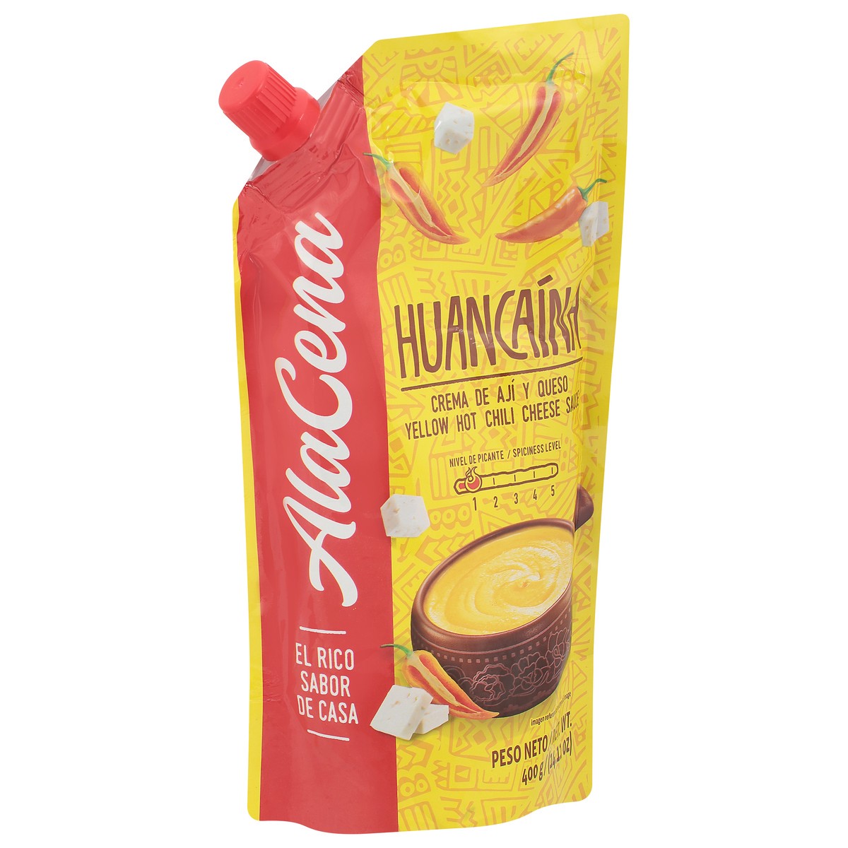 slide 7 of 11, AlaCena Huancaina Yellow Hot Chili Cheese Sauce 14.11 oz, 14.11 oz