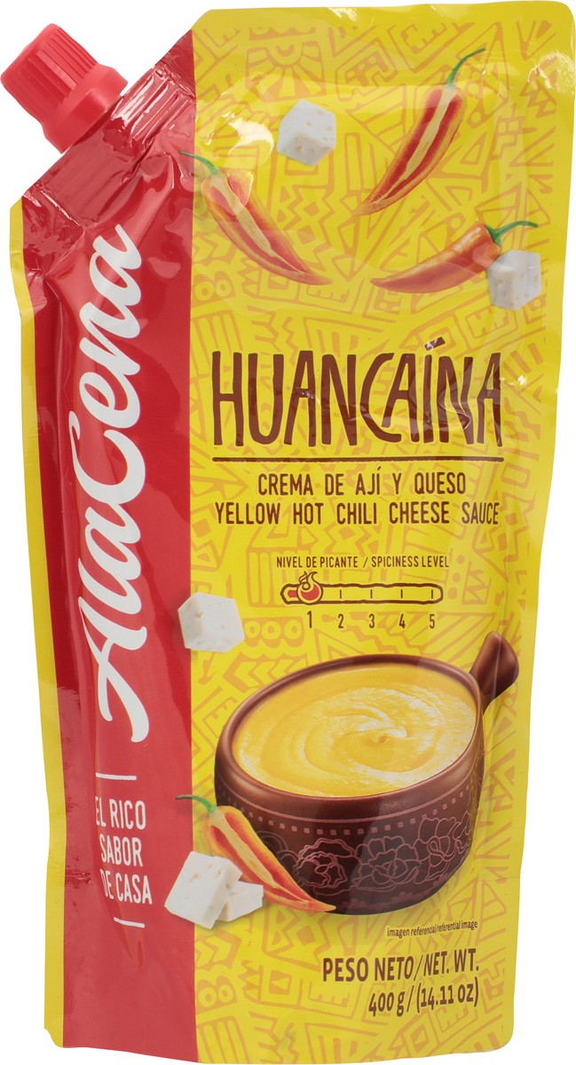 slide 9 of 11, AlaCena Huancaina Yellow Hot Chili Cheese Sauce 14.11 oz, 14.11 oz
