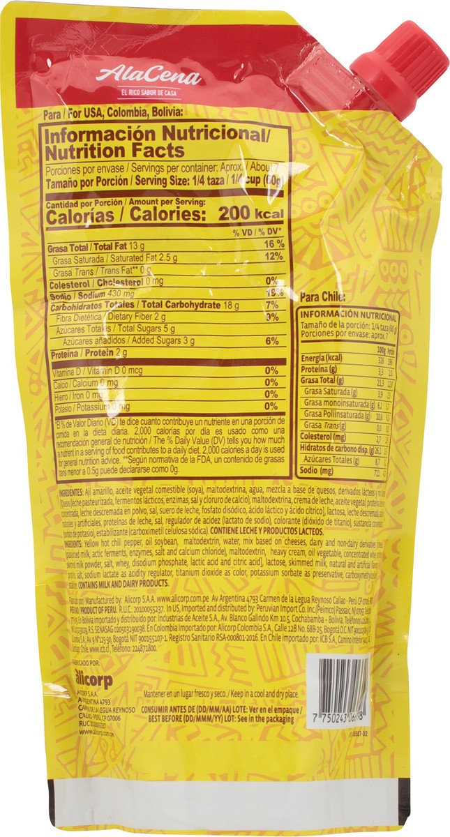 slide 5 of 11, AlaCena Huancaina Yellow Hot Chili Cheese Sauce 14.11 oz, 14.11 oz