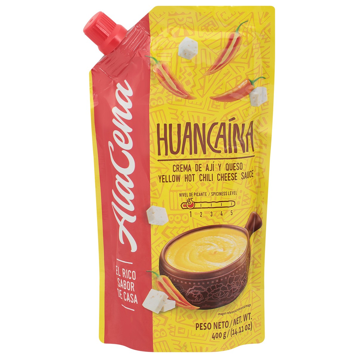 slide 4 of 11, AlaCena Huancaina Yellow Hot Chili Cheese Sauce 14.11 oz, 14.11 oz